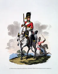 Uniforme de un soldado raso de los Dragones Reales del Norte de Gran Bretaña, 